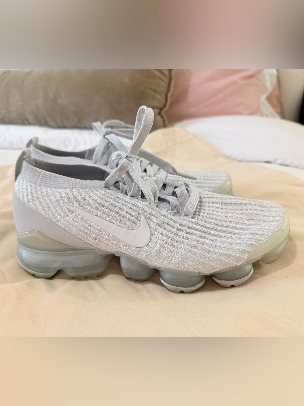 Nike Women’s VaporMax Flyknit Sneakers - Light Silver/White